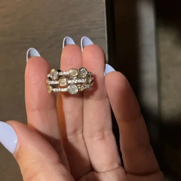 Just in! Yurman style sterling silver and gold ring with faux diamonds - Picture 3 of 5